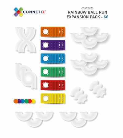 Connetix - Magnetic Tiles Rainbow Ball Run Expansion Pack 66 Pieces - Swanky Boutique