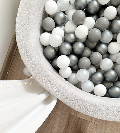 Ball Pit Incl 200 Balls, Teddy - Grey (90 X 40cm)