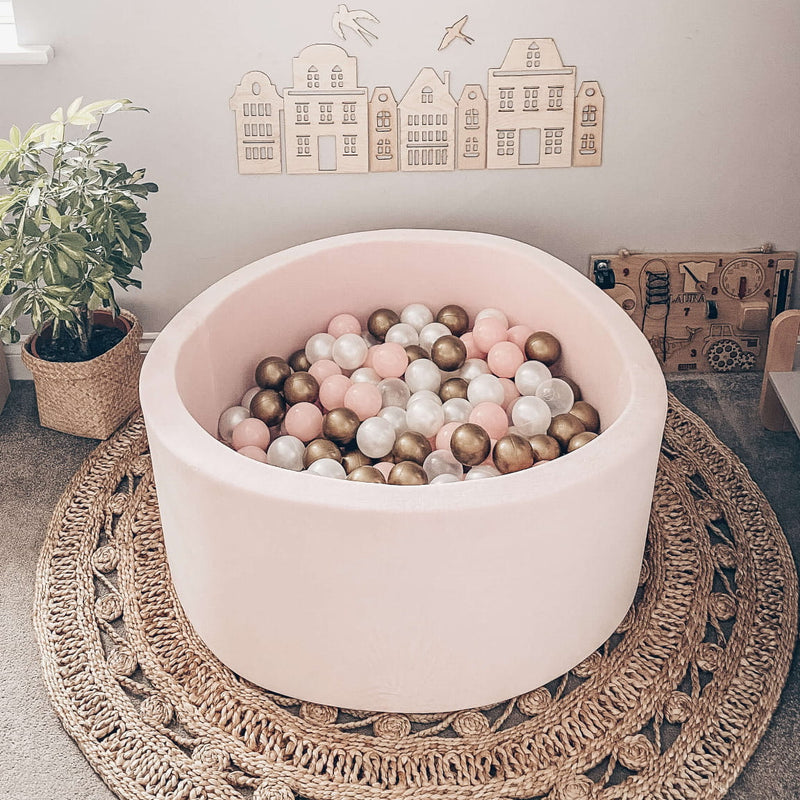 Ball Pit Incl 200 Balls - Velvet Light Pink (90x40cm)