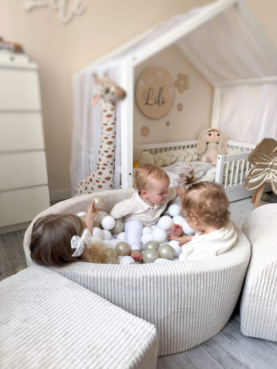 Ball Pit Incl 200 Balls - Corduroy Beige (90x40cm)
