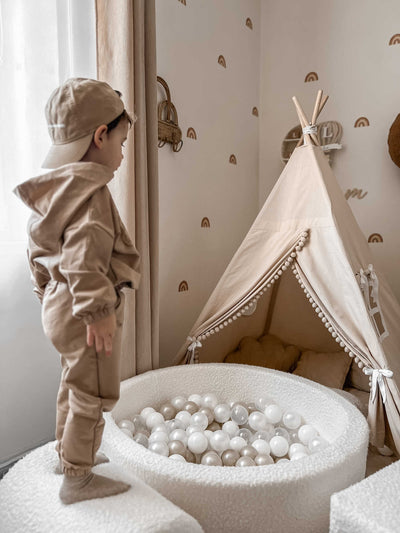 Ball Pit Incl 400 Balls - Boucle White (110x40cm)