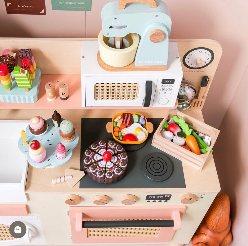 Rattan Family Size Wooden Play Kitchen