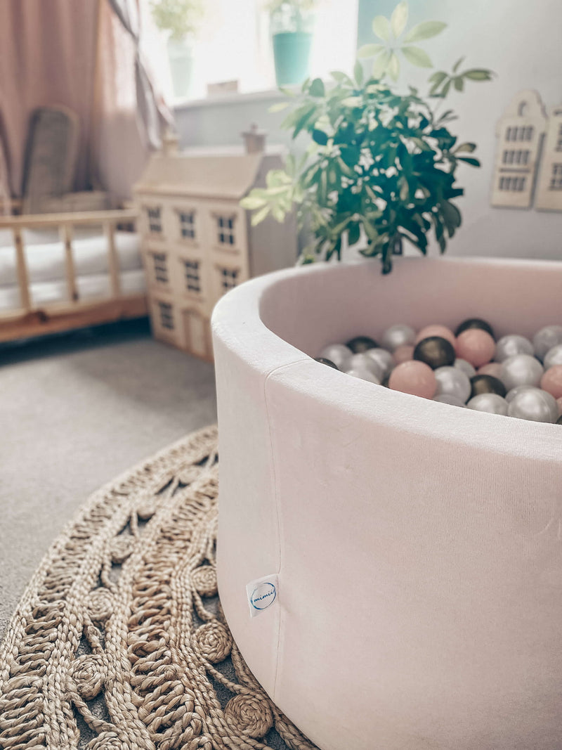 Ball Pit Incl 200 Balls - Velvet Light Pink (90x40cm)