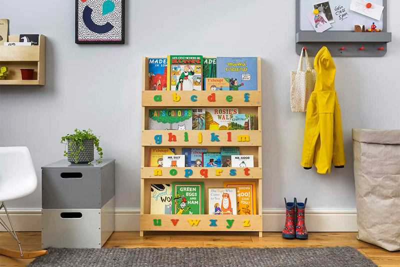tidy books -Bookcase - Natural with Multi-Coloured Alphabet - swanky boutique malta