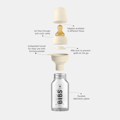 Baby Glass Bottle Set 110ml Latex - Ivory