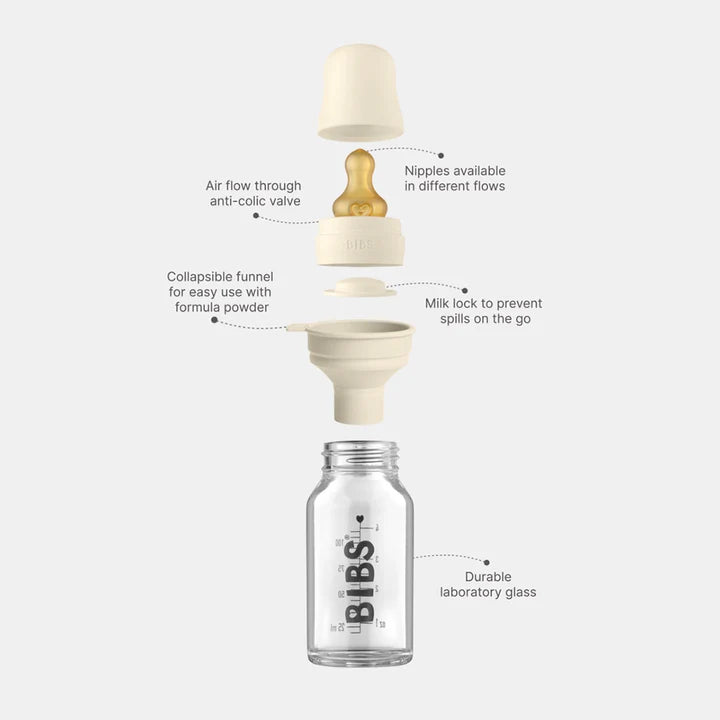 Baby Glass Bottle Set 110ml Latex - Ivory