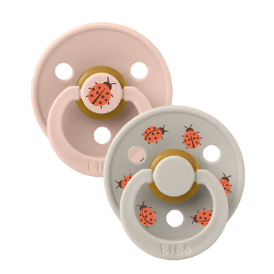 BIBS Pacifier Studio Colour 2 PACK Ladybug Latex Blush Mix - Swanky Boutique Malta