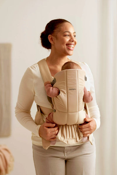 BabyBjorn Baby Carrier Mini, Woven - Beige - Swanky Boutique