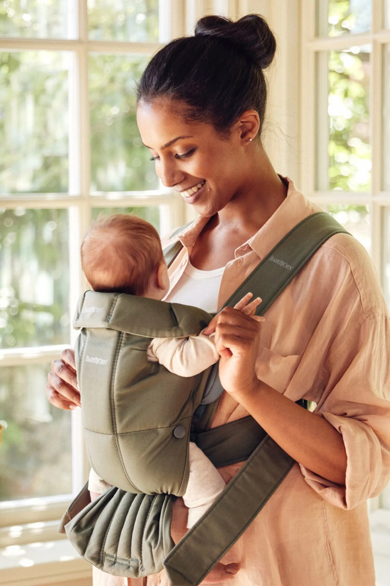 BabyBjorn Baby Carrier Mini, Woven - Dark Green - Swanky Boutique