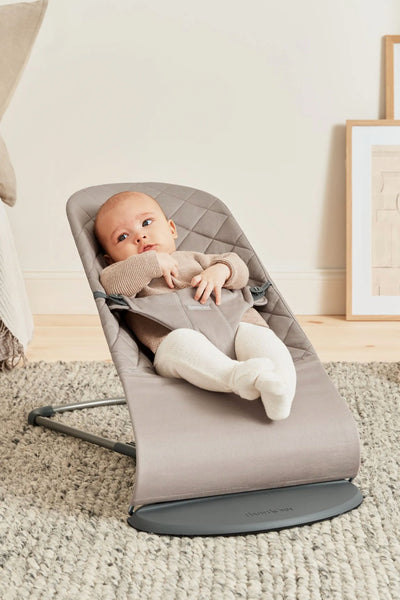 BabyBjorn Bouncer Bliss Woven, Classic Quilt - Sand Grey - Swanky Boutique