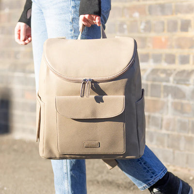Babymel Lennox Vegan Leather Convertible Backpack Oatmeal - Swanky Boutique