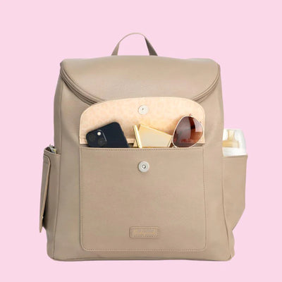 Babymel Lennox Vegan Leather Convertible Backpack Oatmeal - Swanky Boutique