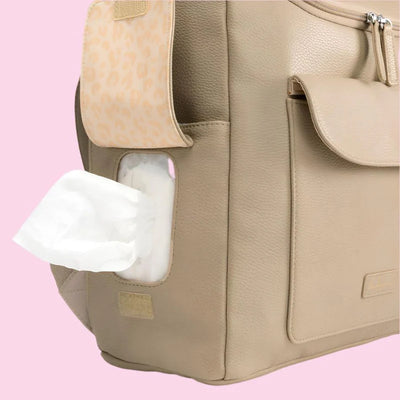Babymel Lennox Vegan Leather Convertible Backpack Oatmeal - Swanky Boutique