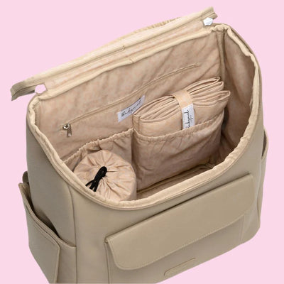Babymel Lennox Vegan Leather Convertible Backpack Oatmeal - Swanky Boutique