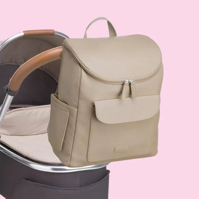 Babymel Lennox Vegan Leather Convertible Backpack Oatmeal - Swanky Boutique