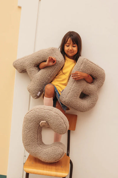 Betty's Home Boucle Letter Cushion A Mocha - Swanky Boutique