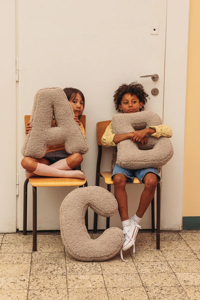 Betty's Home Boucle Letter Cushion A Mocha - Swanky Boutique