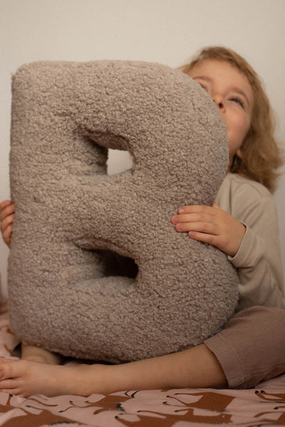 Betty's Home Boucle Letter Cushion B Mocha - Swanky Boutique