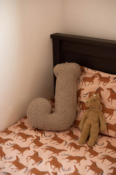 Betty's Home Boucle Letter Cushion J Mocha - Swanky Boutique