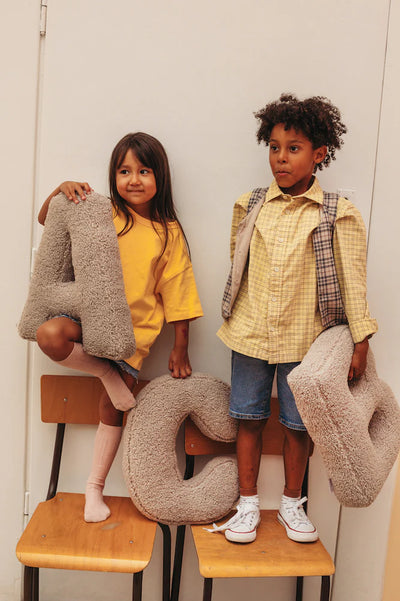 Boucle Letter Cushion Mocha Beige - F