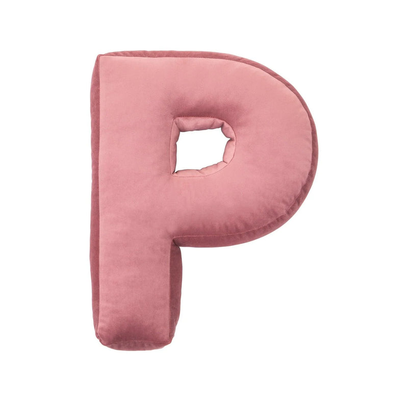 Bettys Home Velvet Letter Cushion Cream - P - Swanky Boutique Malta