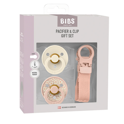 Bibs - Pacifier & Loop Clip Gift Set - Blush (Size 1) - Swanky Boutique Malta 