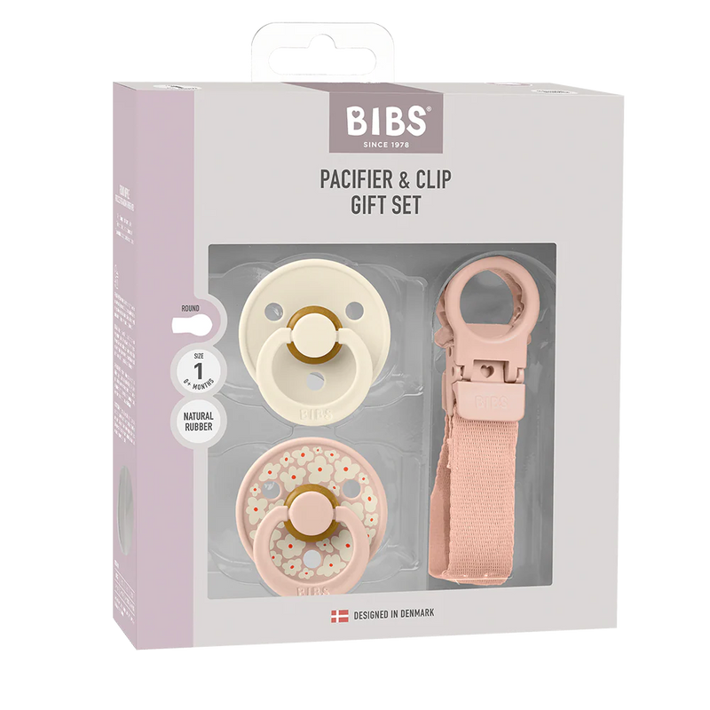 Bibs - Pacifier & Loop Clip Gift Set - Blush (Size 1) - Swanky Boutique Malta 