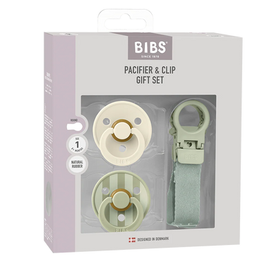 Bibs - Pacifier & Loop Clip Gift Set - Sage (Size 1) - Swanky Boutique Malta 