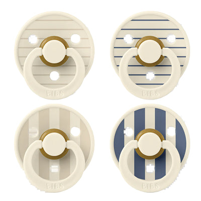 Bibs - Pacifiers, Colour 4 Pack - Ivory Vanilla Mix Pin Ivory Steel Blue Mix - Swanky Boutique Malta 