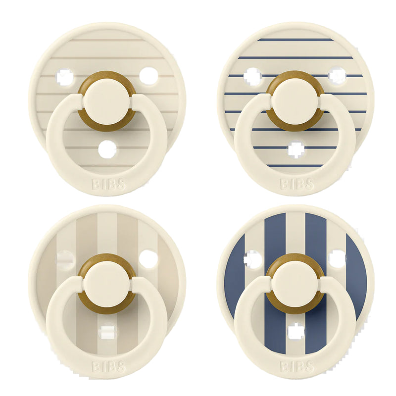 Bibs - Pacifiers, Colour 4 Pack - Ivory Vanilla Mix Pin Ivory Steel Blue Mix - Swanky Boutique Malta 