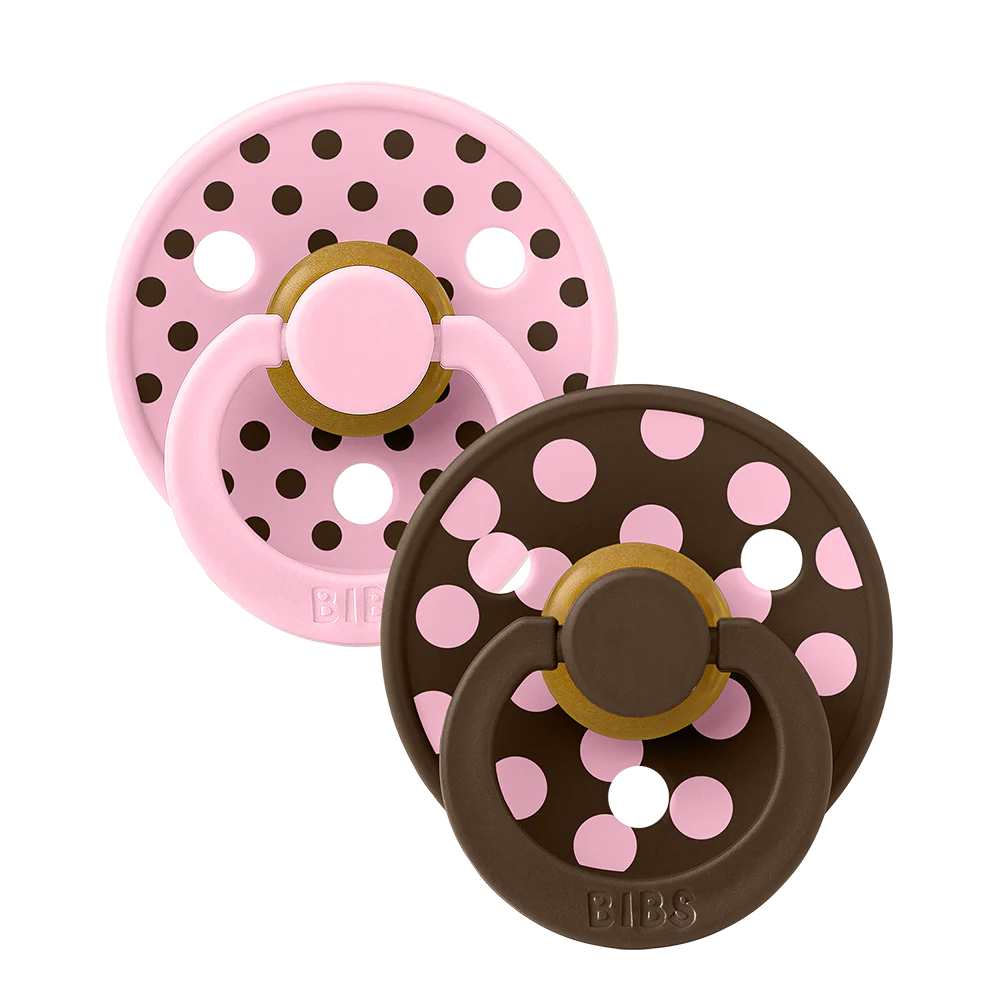Pink Sound Control Pacifier Pacifiers, STUDIO Colour 2-Pack - Polka, Baby Pink/Mocha – Swanky Boutique