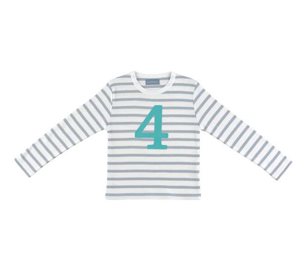Bob & Blossom - T Shirt Long Sleeved Turquiose Number 4 4-5 years - Swanky Boutique