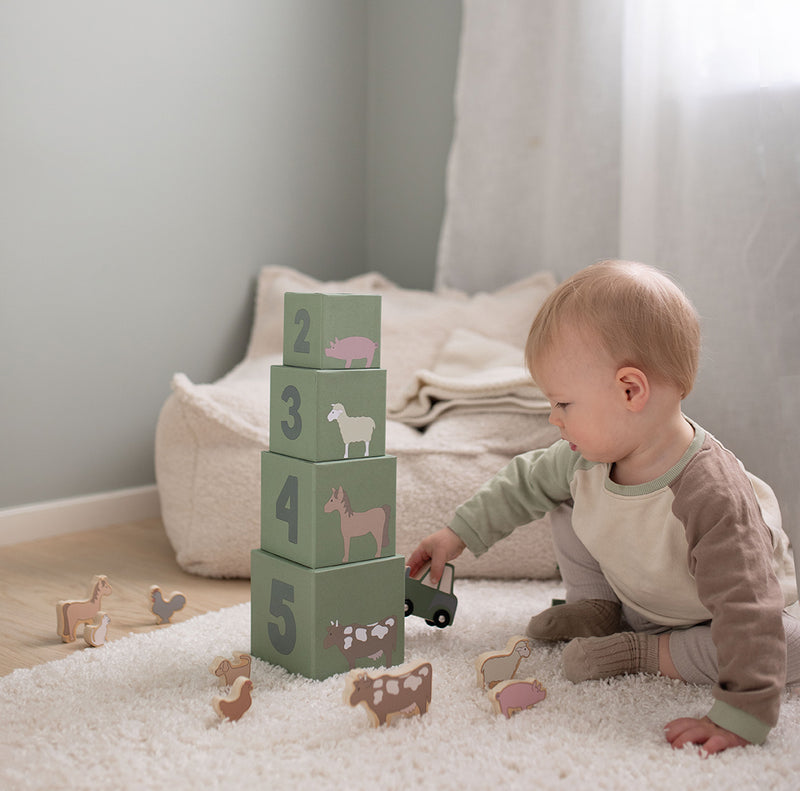 Jabadabado Stacking Cubes Farm Animals- Swanky Boutique Malta