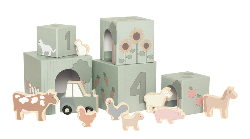 Jabadabado Stacking Cubes Farm Animals- Swanky Boutique Malta
