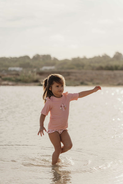 Little Dutch - Swim T-shirt short sleeves ruffles Seahorse Pink- Swanky Boutique