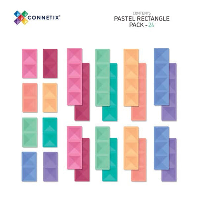 Connetix - Magnetic Tiles Pastel Rainbow Rectangle Pack 24 Pieces - Swanky Boutique