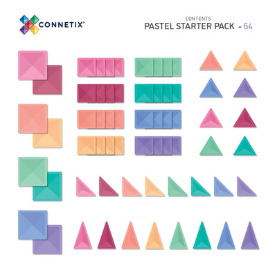 Connetix - Magnetic Tiles Pastel Rainbow Starter Pack 64 Pieces - Swanky Boutique