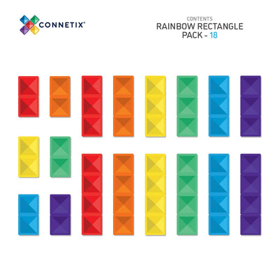 Connetix - Magnetic Tiles Rainbow Rectangle Pack (18 Pieces) - Swanky Boutique