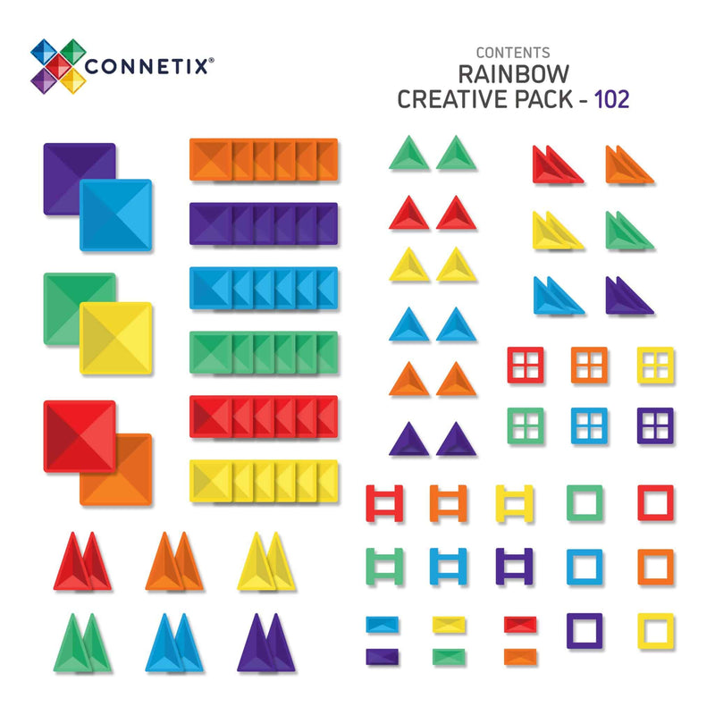 Connetix - Magnetic Tiles Rainbow Creative Pack (102 Pieces) - Swanky Boutique