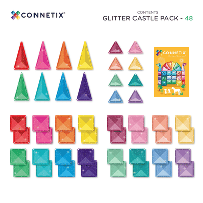 Connetix Glitter Castle Pack 48 pc - Swanky Boutique Malta 