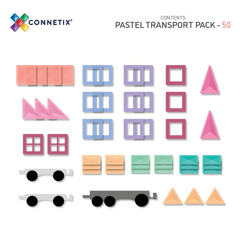Connetix - Transport Pack Pastel Rainbow 50 pieces - Swanky Boutique