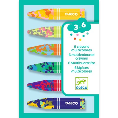 Djeco - Crayons Multi-Coloured Floral 6 Pack - Swanky Boutique