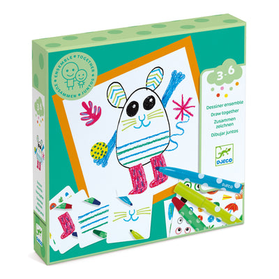 Djeco - Drawing Game Cards Inc 6 Colours Funny Animals (3-6 Years) - Swanky Boutique