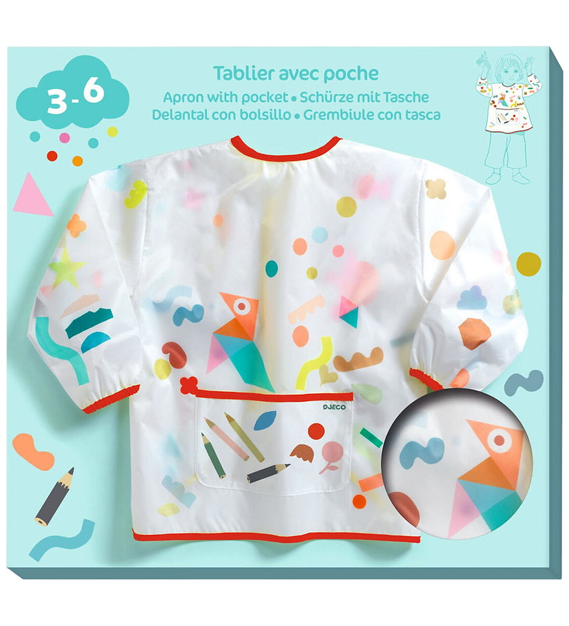 Djeco - Apron For Arts & Crafts -  Stickers Duck Pencils  (3-6 Years Old) - Swanky Boutique Malta