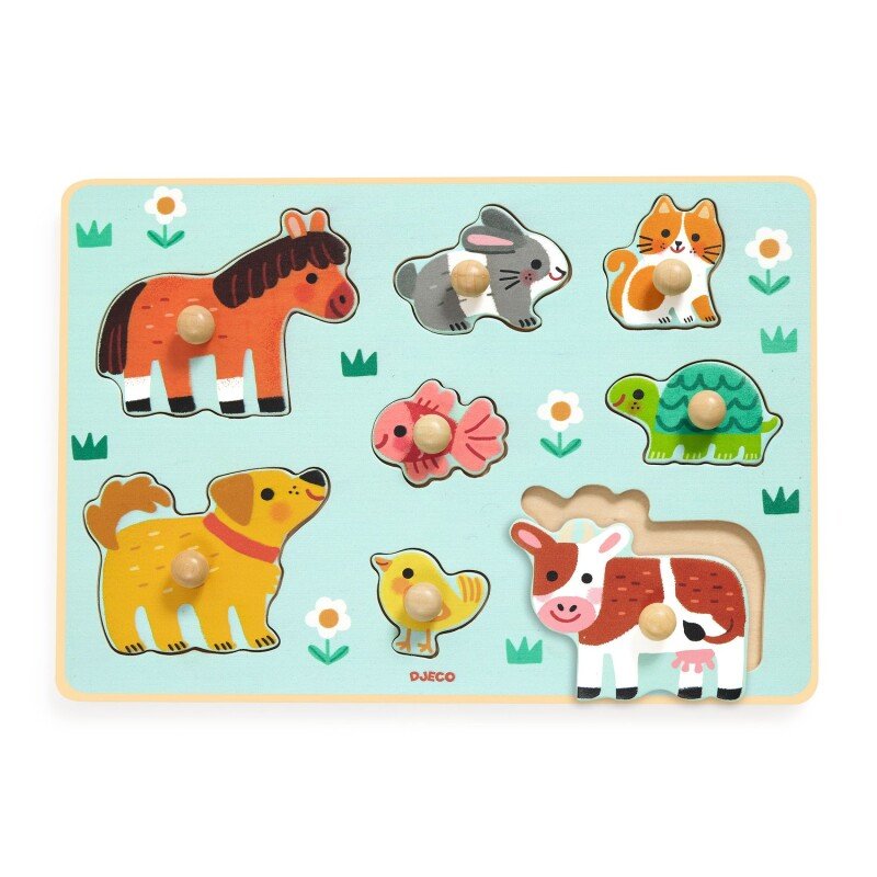 Djeco - Peg Puzzle, 8 Pieces - Dog & Co (12 Months+) - Swanky Boutique Malta 