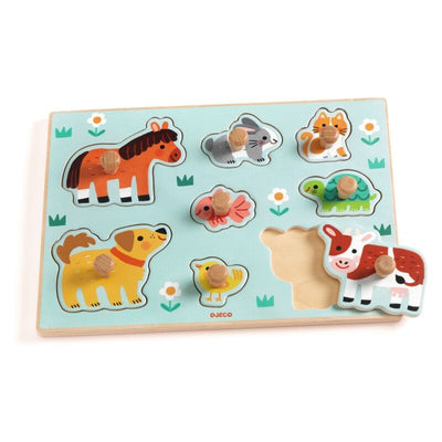 Djeco - Peg Puzzle, 8 Pieces - Dog & Co (12 Months+) - Swanky Boutique Malta 