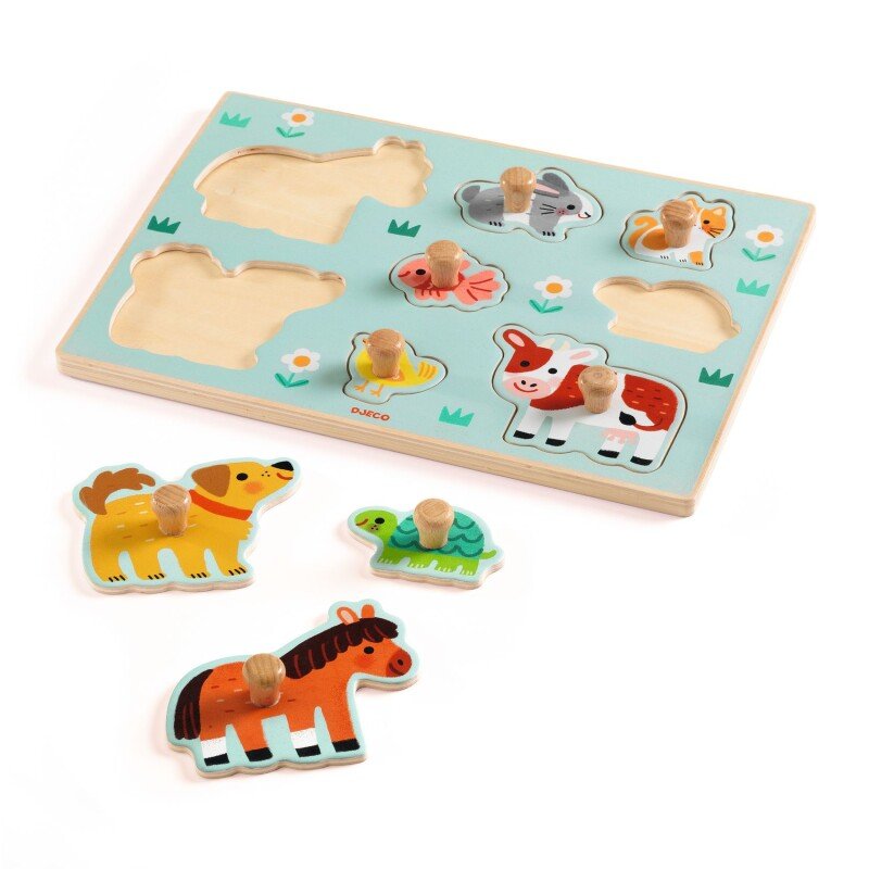Djeco - Peg Puzzle, 8 Pieces - Dog & Co (12 Months+) - Swanky Boutique Malta 