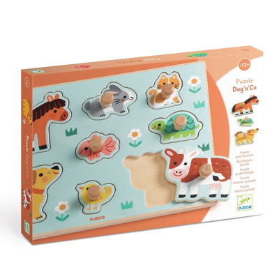 Djeco - Peg Puzzle, 8 Pieces - Dog & Co (12 Months+) - Swanky Boutique Malta 