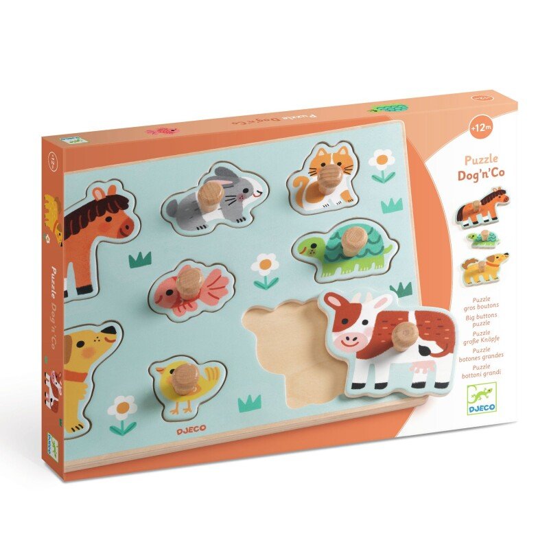 Djeco - Peg Puzzle, 8 Pieces - Dog & Co (12 Months+) - Swanky Boutique Malta 