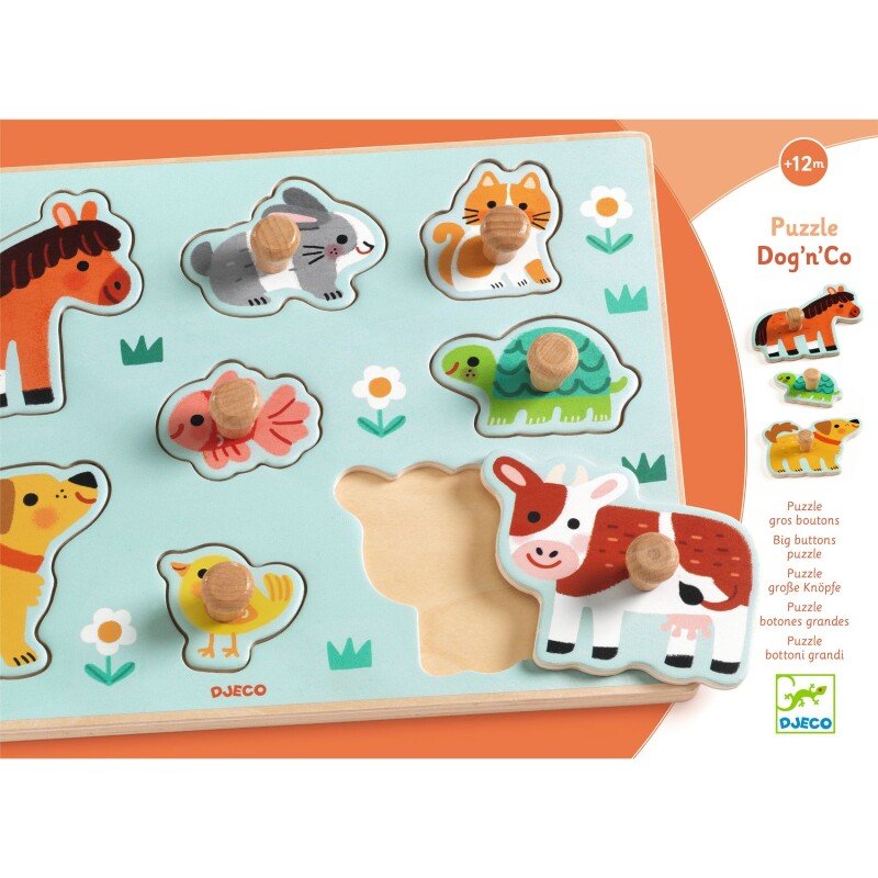Djeco - Peg Puzzle, 8 Pieces - Dog & Co (12 Months+) - Swanky Boutique Malta 